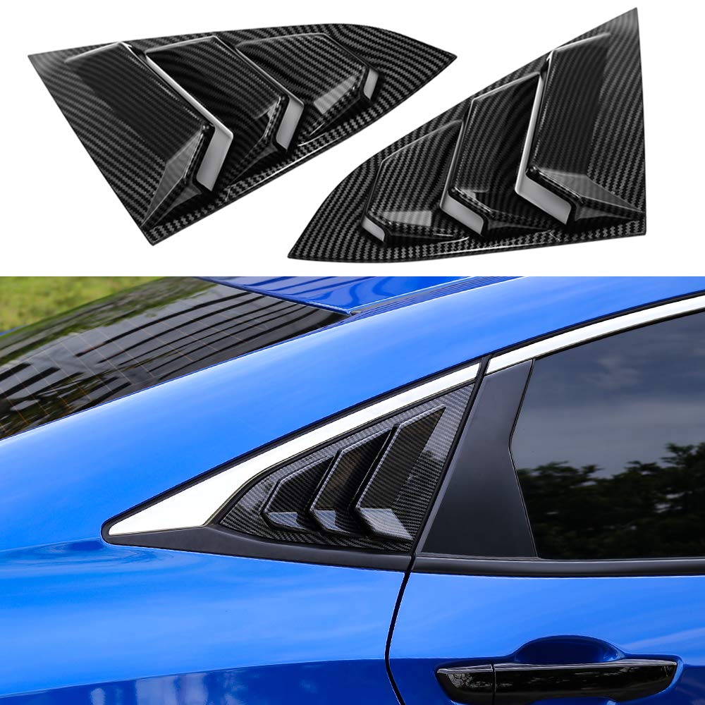 Carbon Fiber Sport Style Scoop Louvers Cover Blinds for Honda Civic Sedan 2020 2019 2018 2017 2016 Cool Exterior Decoration WINKA Rear Side Window Louvers 