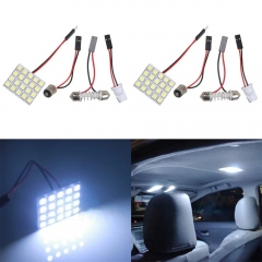 2x 5050 20SMD LED Panel Dome Map Door Trunk Car Interior Reading Light Roof Ceiling Lamp T10 / BA9S / Festoon