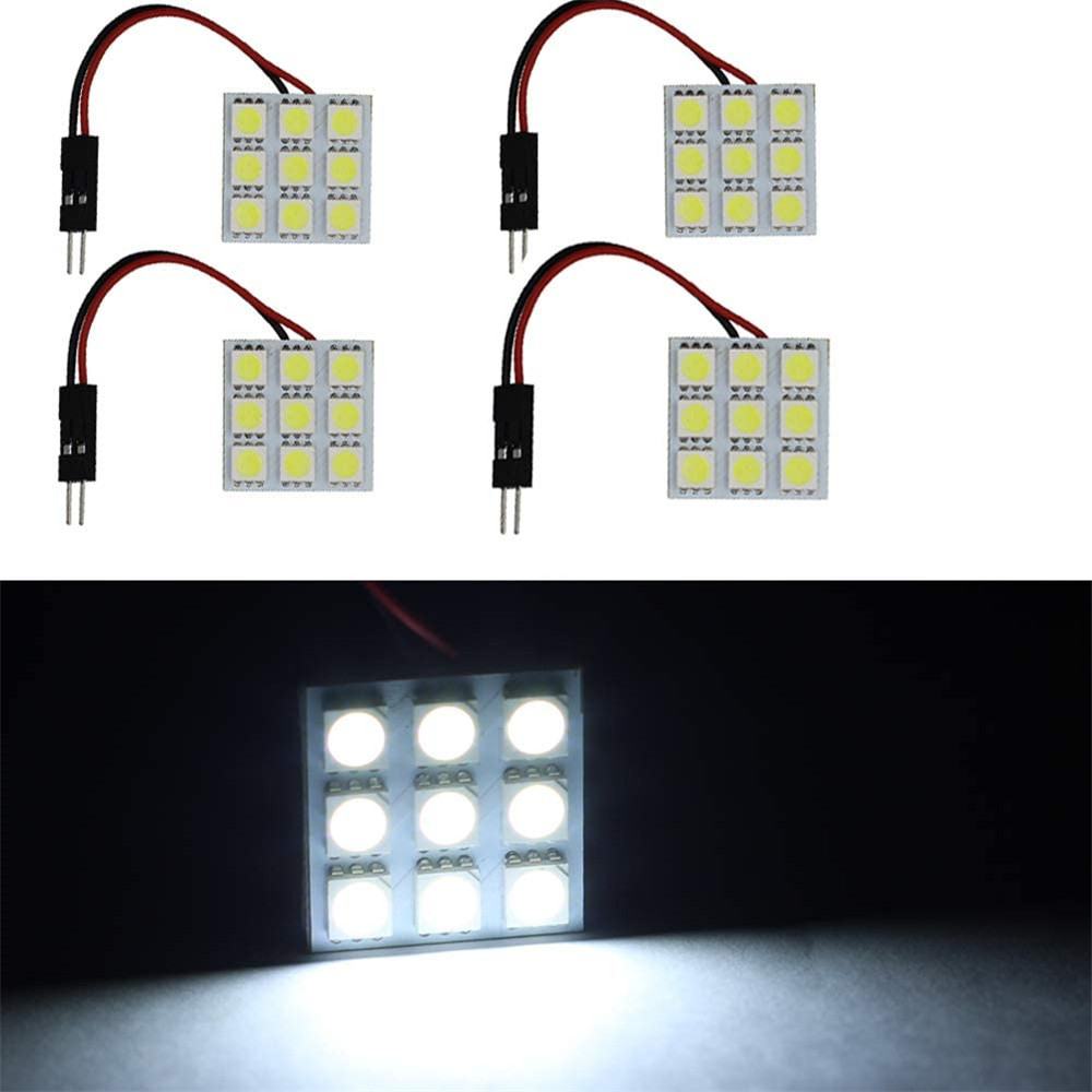 Festoon Adapters X AUTOHAUX 8 Pack 9W White 5050 9SMD LED Panel Dome Lamp Car Reading Interior Light DC 12V with T10 BA9S